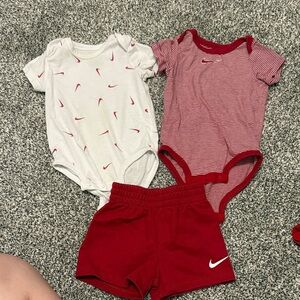 Nike Red and White Baby Bodysuit Set